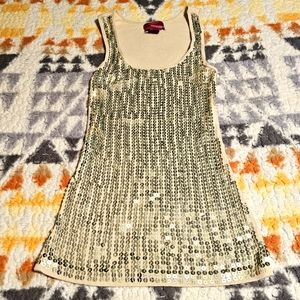 Sequined Tank by Demanding Cream and Gold - Size Small